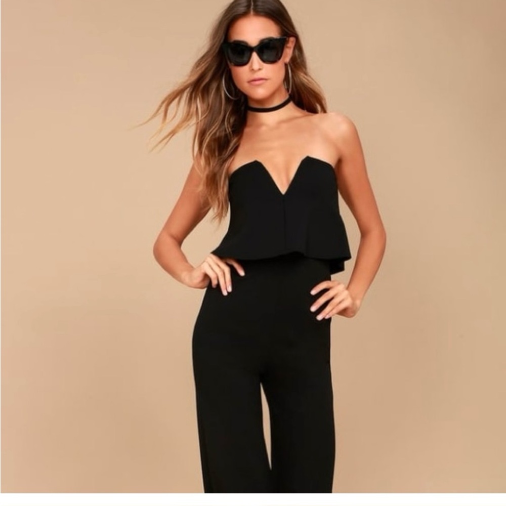 Lulu's Black Strapless Jumpsuit